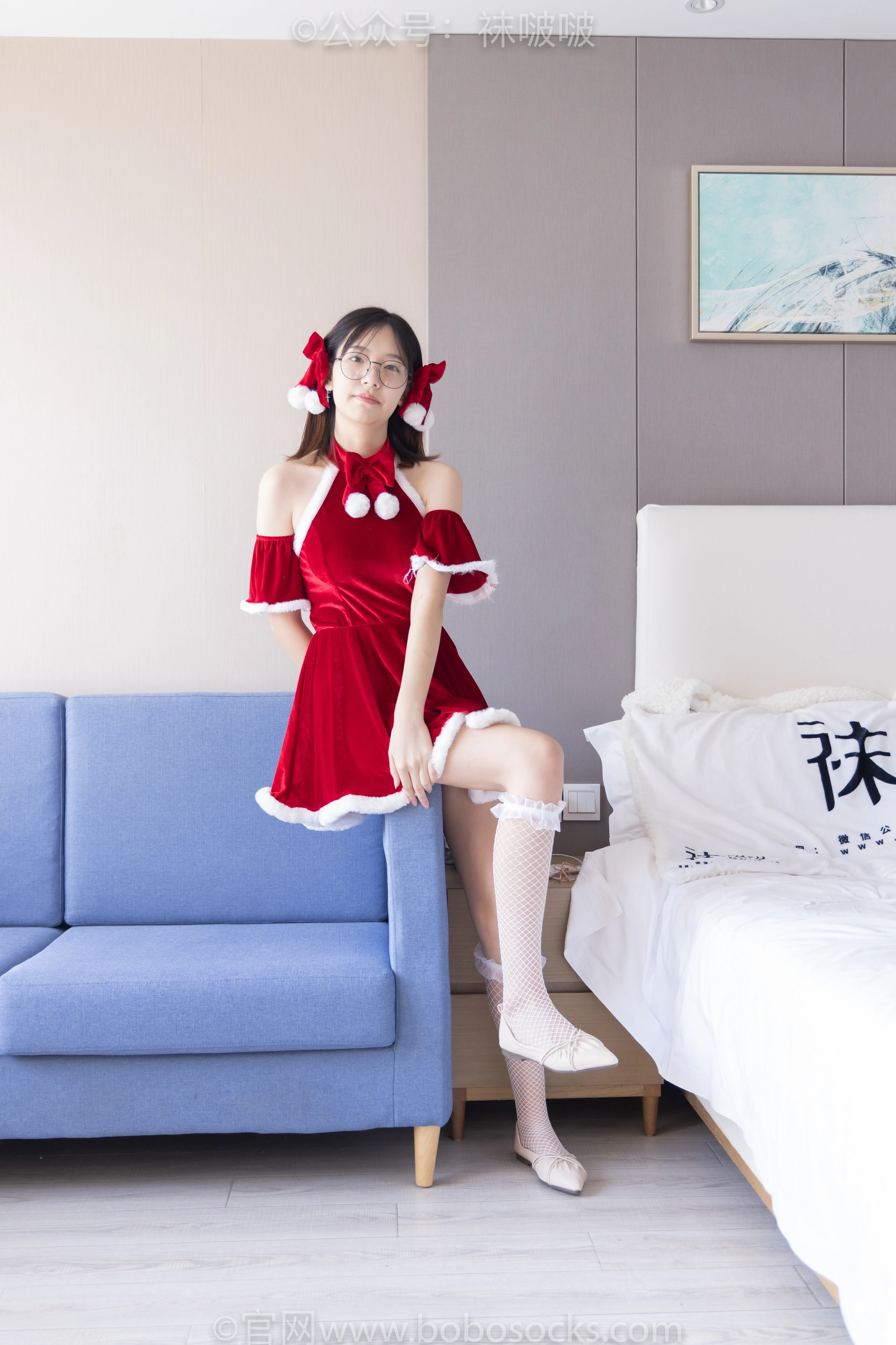 [BoBoSocks袜啵啵]NO.043 小甜豆-圣诞服、平底鞋、高跟鞋、白色渔网袜 2