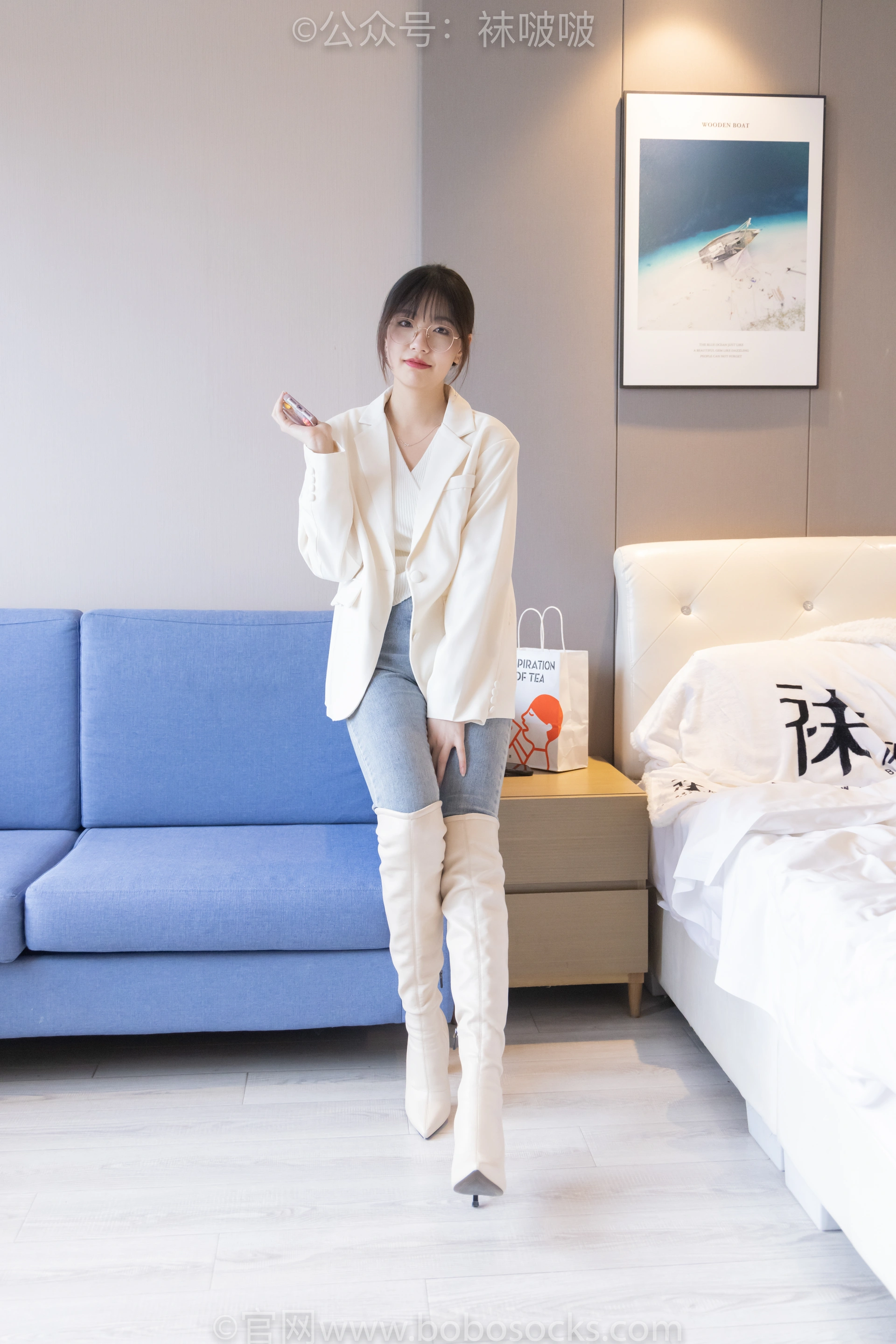 [BoBoSocks袜啵啵]NO.050 小甜豆-高跟长靴、白棉袜 1
